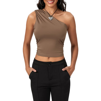 One-Shoulder Tank Top with Relaxed Fit Contemporary Casual Streetwear Style
