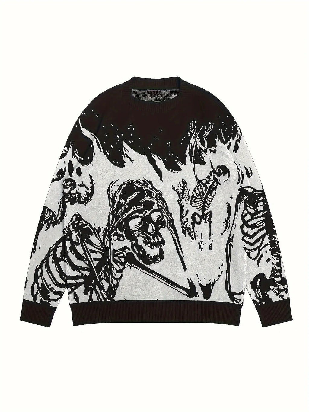 Men's Artistic Graphic Knit Relaxed Fit Streetwear Sweater Pullover