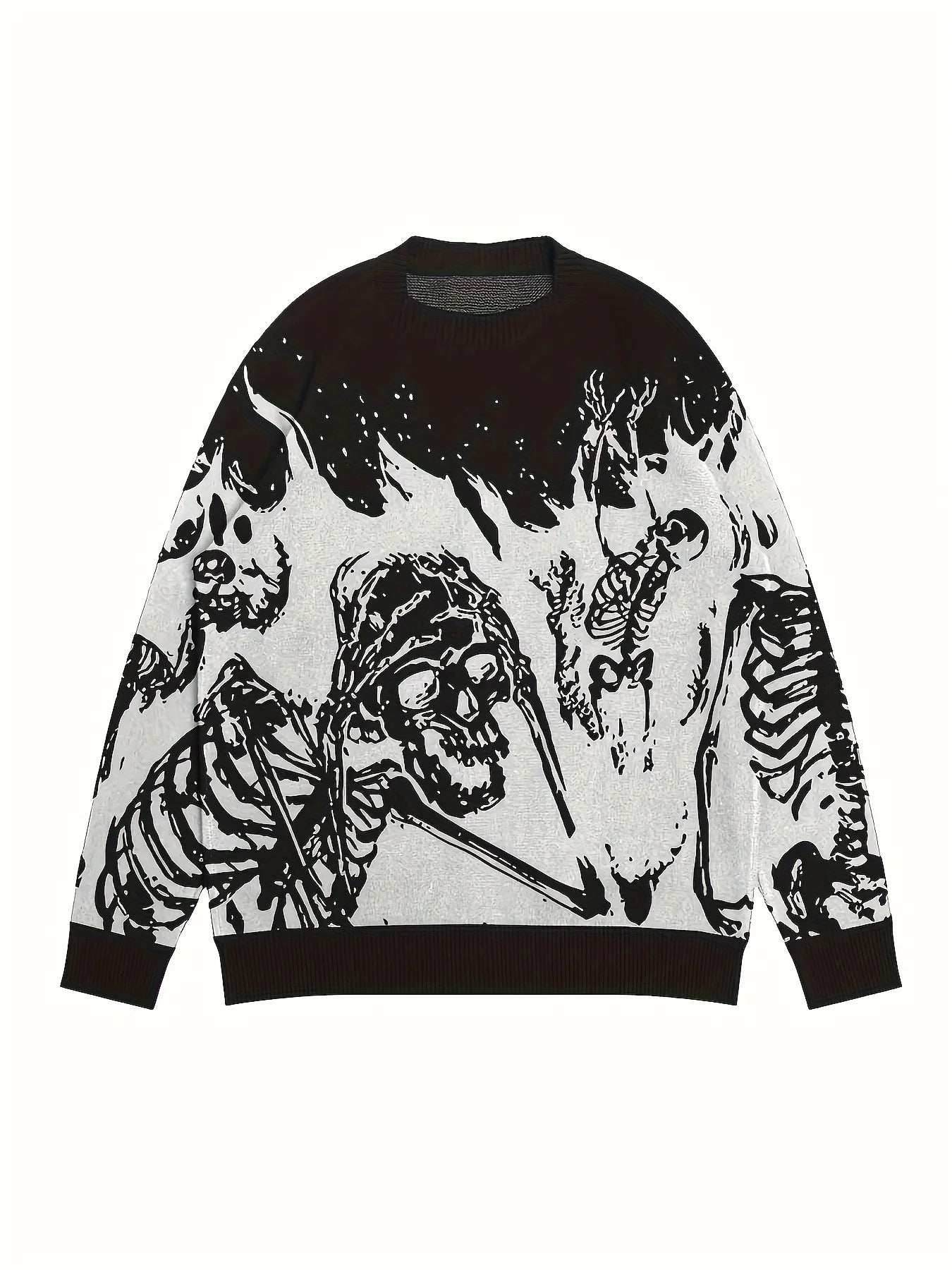 Men's Artistic Graphic Knit Relaxed Fit Streetwear Sweater Pullover