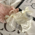 Glossy Ruffled Brief Panty with Delicate Bow Accents