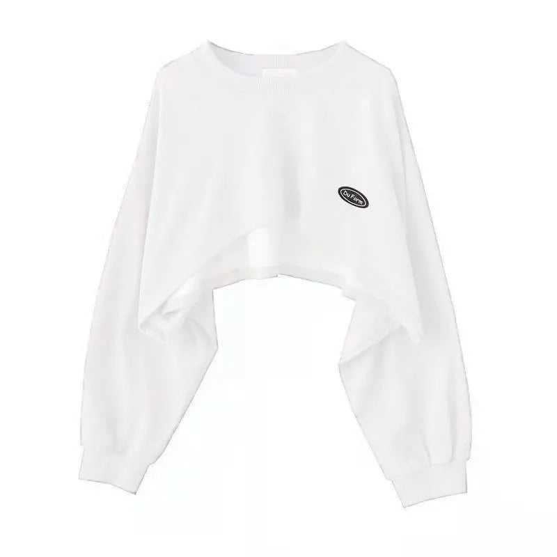 Women's Cropped Batwing Sleeve Sweatshirt with Relaxed Fit for Modern Streetwear Style