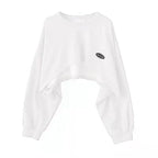 Women's Cropped Batwing Sleeve Sweatshirt with Relaxed Fit for Modern Streetwear Style