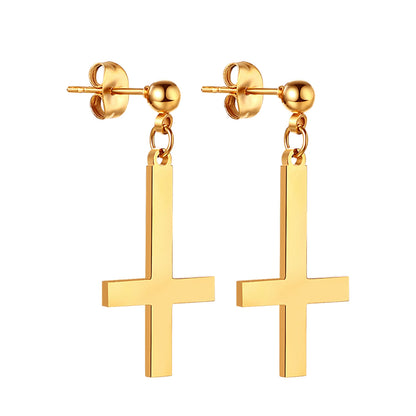 Gothic Cross Hoop Earrings for Punk and Alternative Statement Styling
