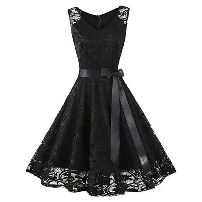 Vintage Lace Flare Dress with Kawaii Gothic Aesthetic