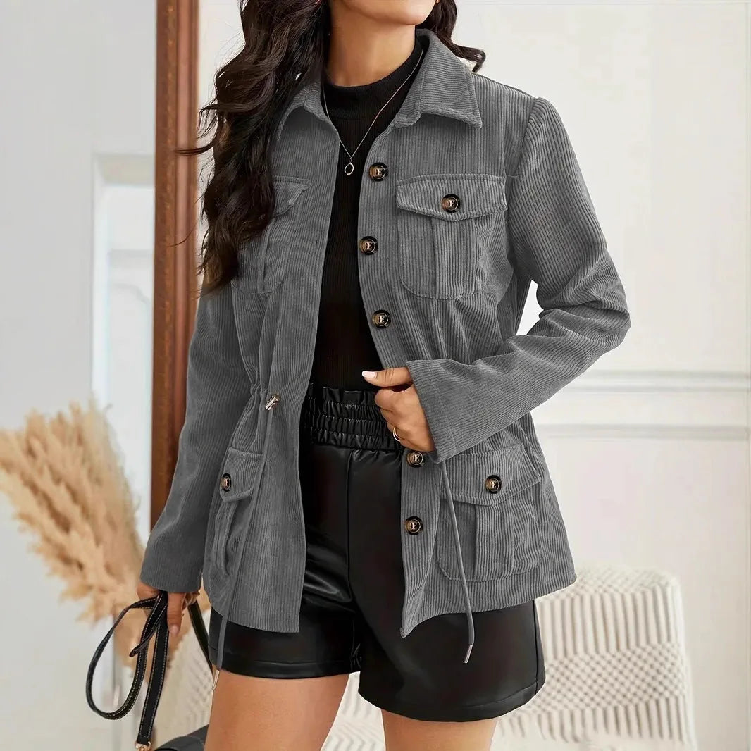 Relaxed Utility Style Button Front Jacket with Oversized Casual Silhouette