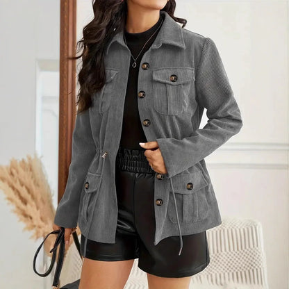 Relaxed Utility Style Button Front Jacket with Oversized Casual Silhouette