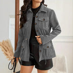 Women's Utility Button Front Jacket Relaxed Casual Pocket Everyday Layering Outerwear