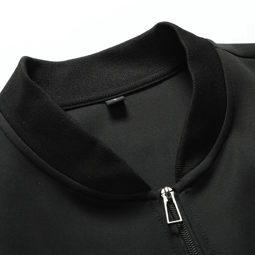 Men's Color Block Zip-Up Bomber Jacket with Modern Casual Streetwear Fit