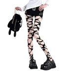 Distressed Cutout Fishnet Tights Gothic Punk Alternative Fashion Statement Hosiery