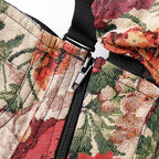 Romantic Floral Tapestry Overbust Corset with Sweetheart Neckline and Detachable Puff Sleeves