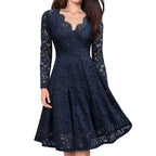 Elegant Lace Long Sleeve Gothic Alternative Midi Dress