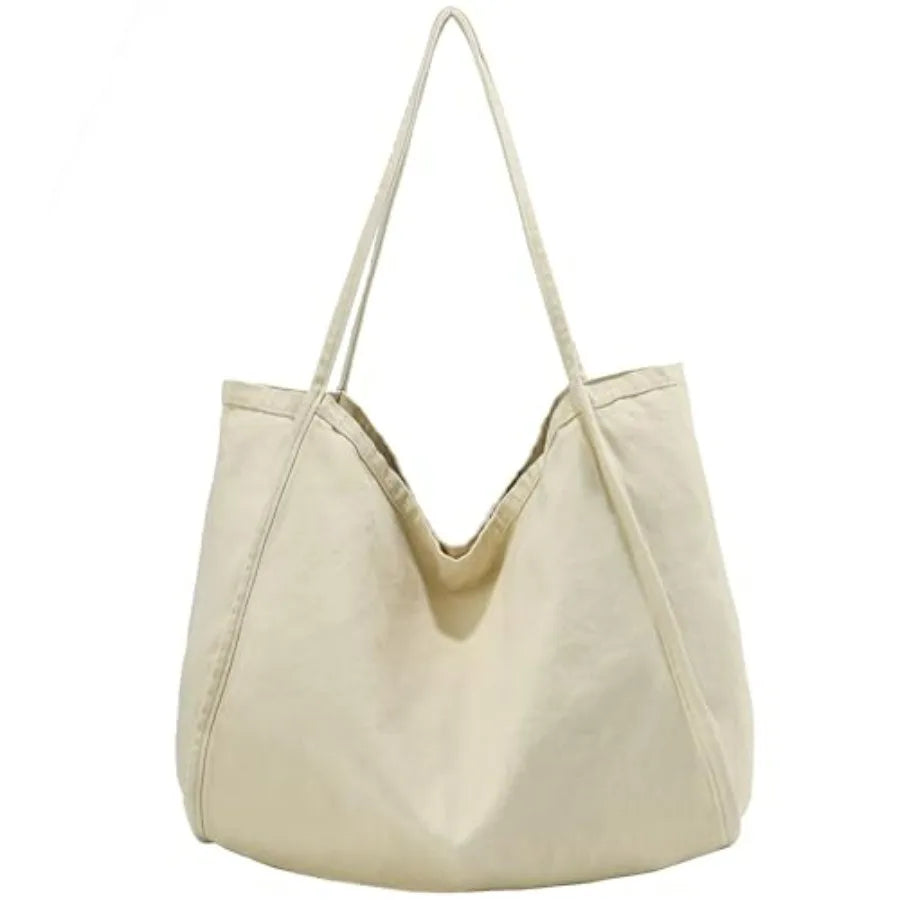 Large Slouchy Canvas Hobo Tote Bag with Relaxed Everyday Shoulder Design