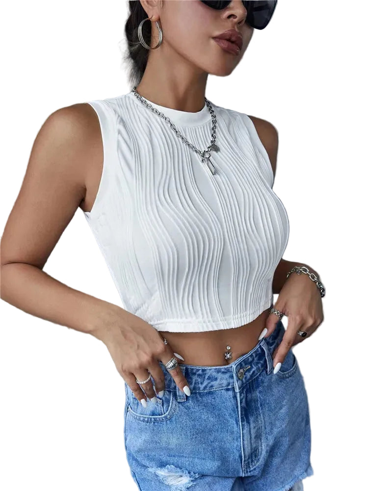 Women's Ribbed Mock Neck Sleeveless Tank Top for Minimalist Casual Streetwear Everyday Style