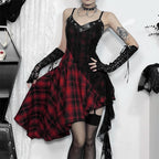 Plaid Corset Gothic Dress with Punk Alternative Streetwear Style