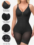 Sleek V-Neck Shaping Bodysuit with Dual Front Closure and Lace Details