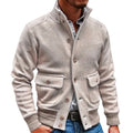 Men's Knit Button Front Cardigan Jacket with Utility Pockets for Contemporary Casual Streetwear
