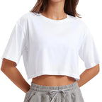 Minimalist Cropped Tee with Relaxed Fit and Clean Casual Streetwear Style