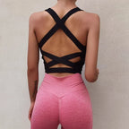Sleek Criss-Cross Back Sports Bra with Wide Support Band