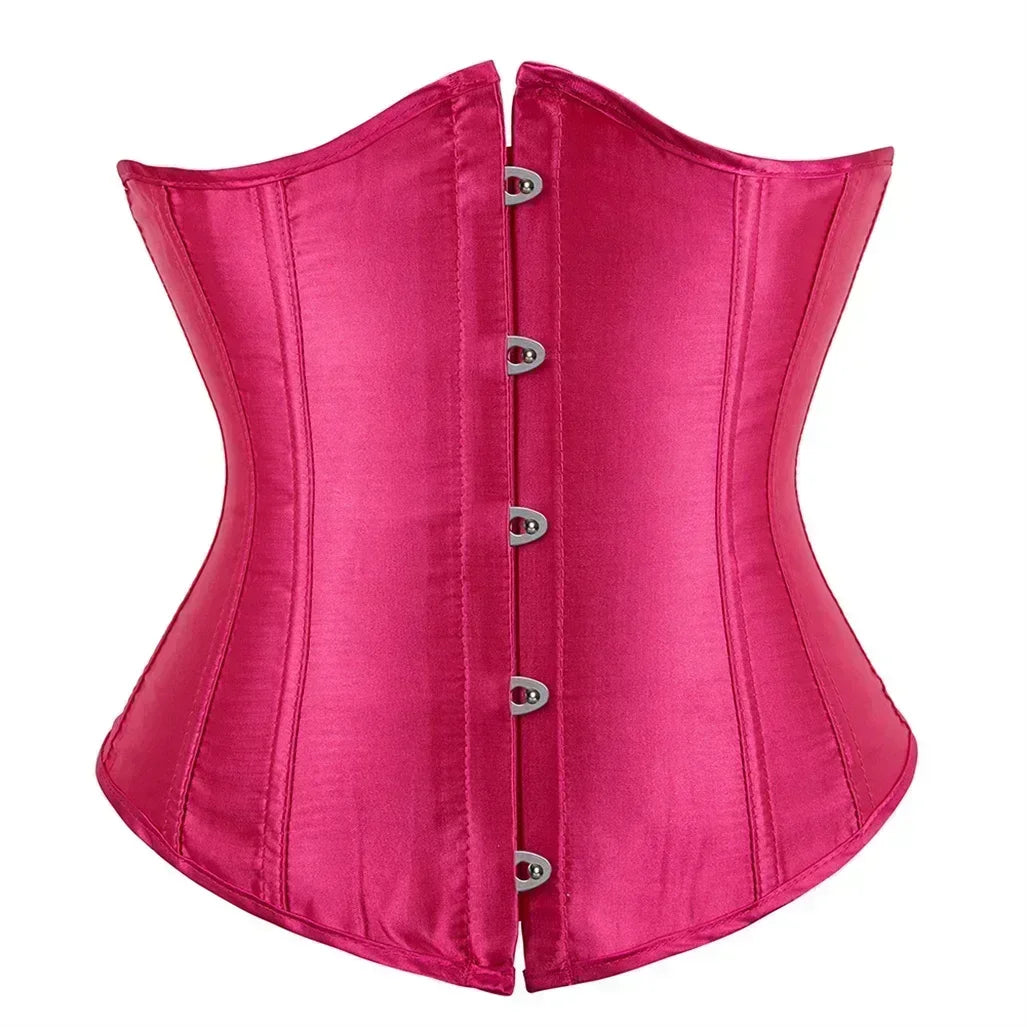 Satin Underbust Corset with Busk Front Closure and Structured Waist Silhouette