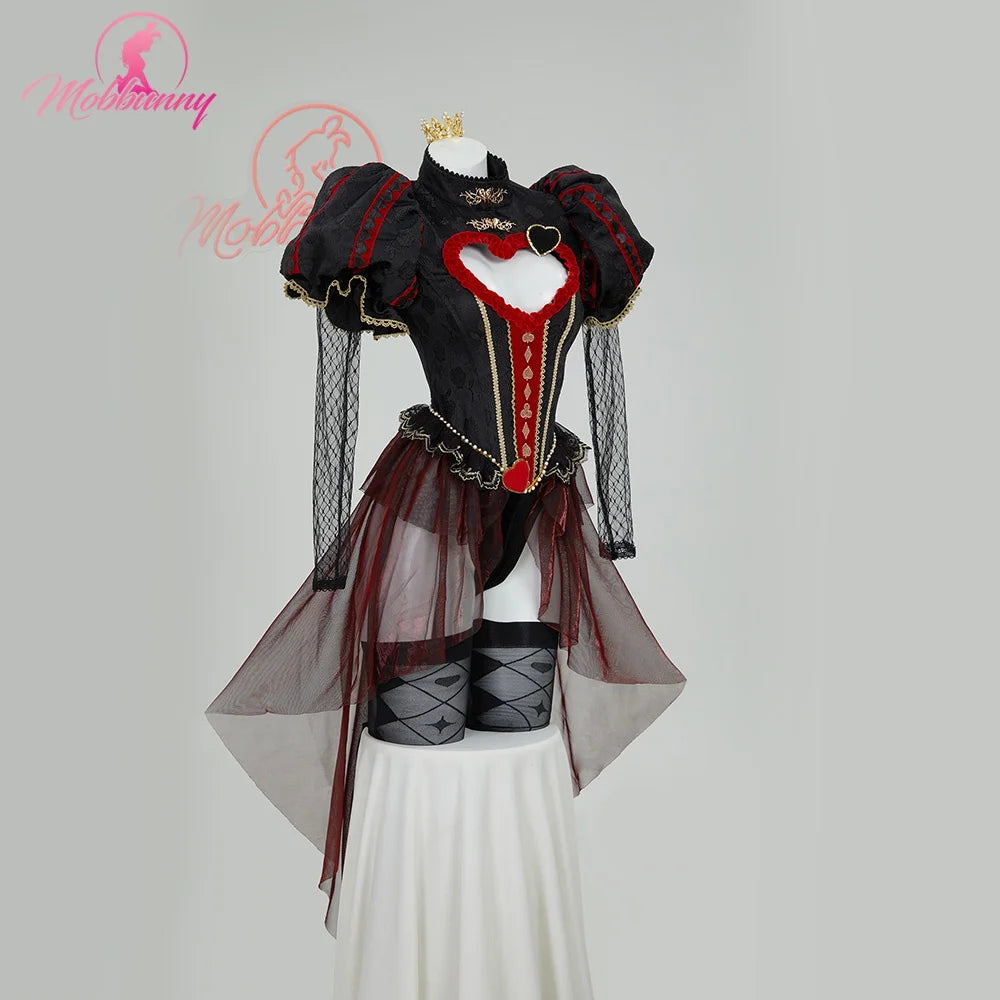 Women's Theatrical Heart Cutout Bodysuit With Exaggerated Puff Sleeves And Flowing Sheer Skirt Overlay