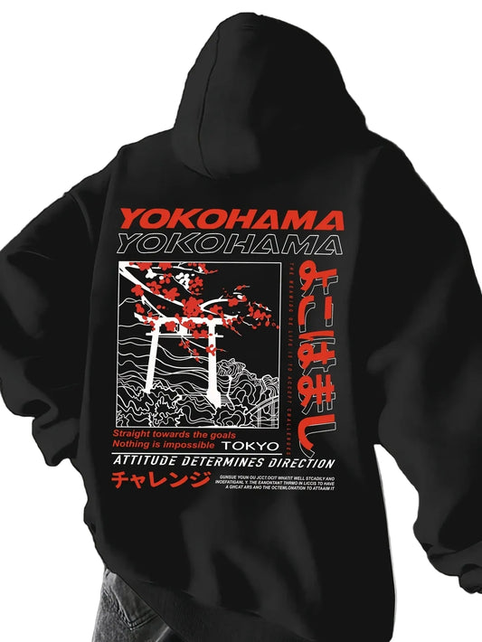 Oversized Anime Hoodie with Japanese Manga Typography Streetwear Artwork