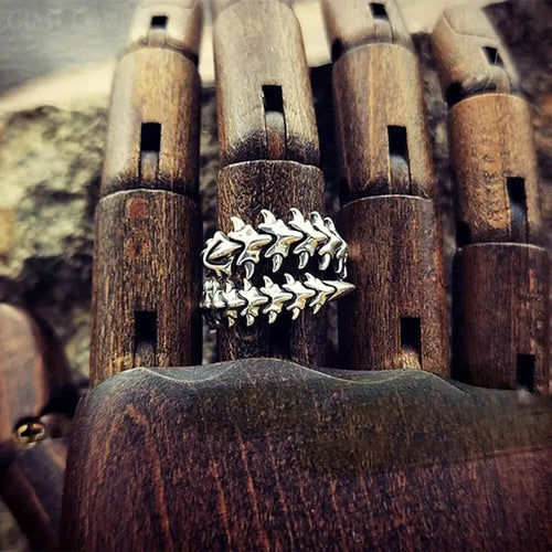 Alternative Engraved Adjustable Statement Ring for Gothic and Punk Fashion