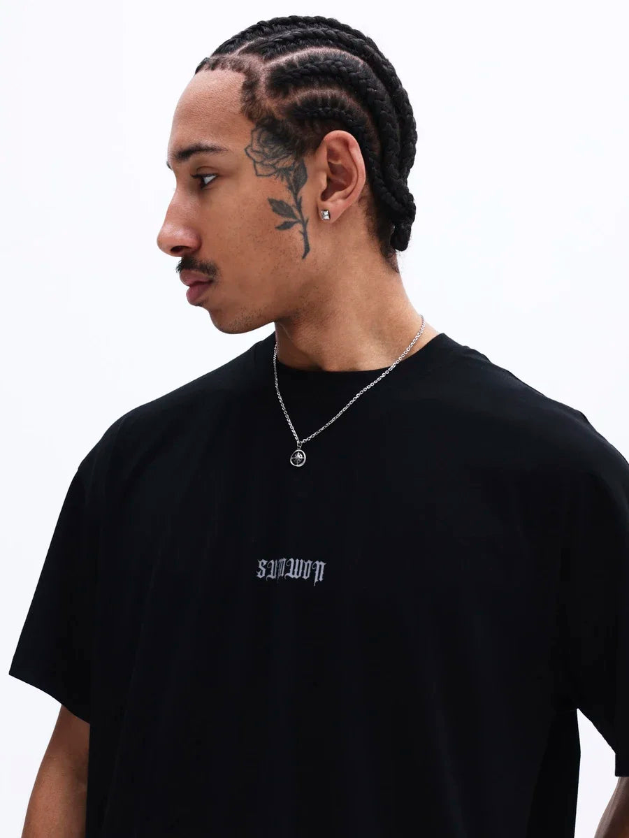 Oversized Gothic Cross Streetwear Tee With Anime-Inspired Dark Aesthetic