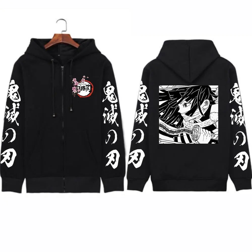 Anime-Inspired Manga Sketch Zip Hoodie with Minimalist Streetwear Design