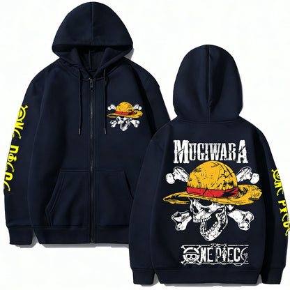 Pirate Adventure Zip Hoodie with Manga Streetwear Aesthetic
