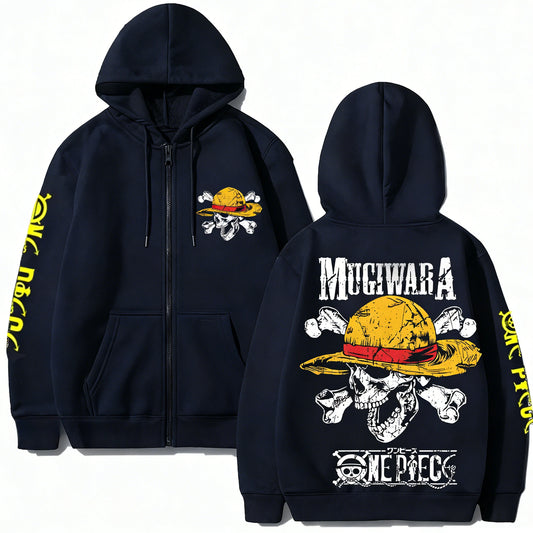 Pirate Adventure Zip Hoodie with Manga Streetwear Aesthetic