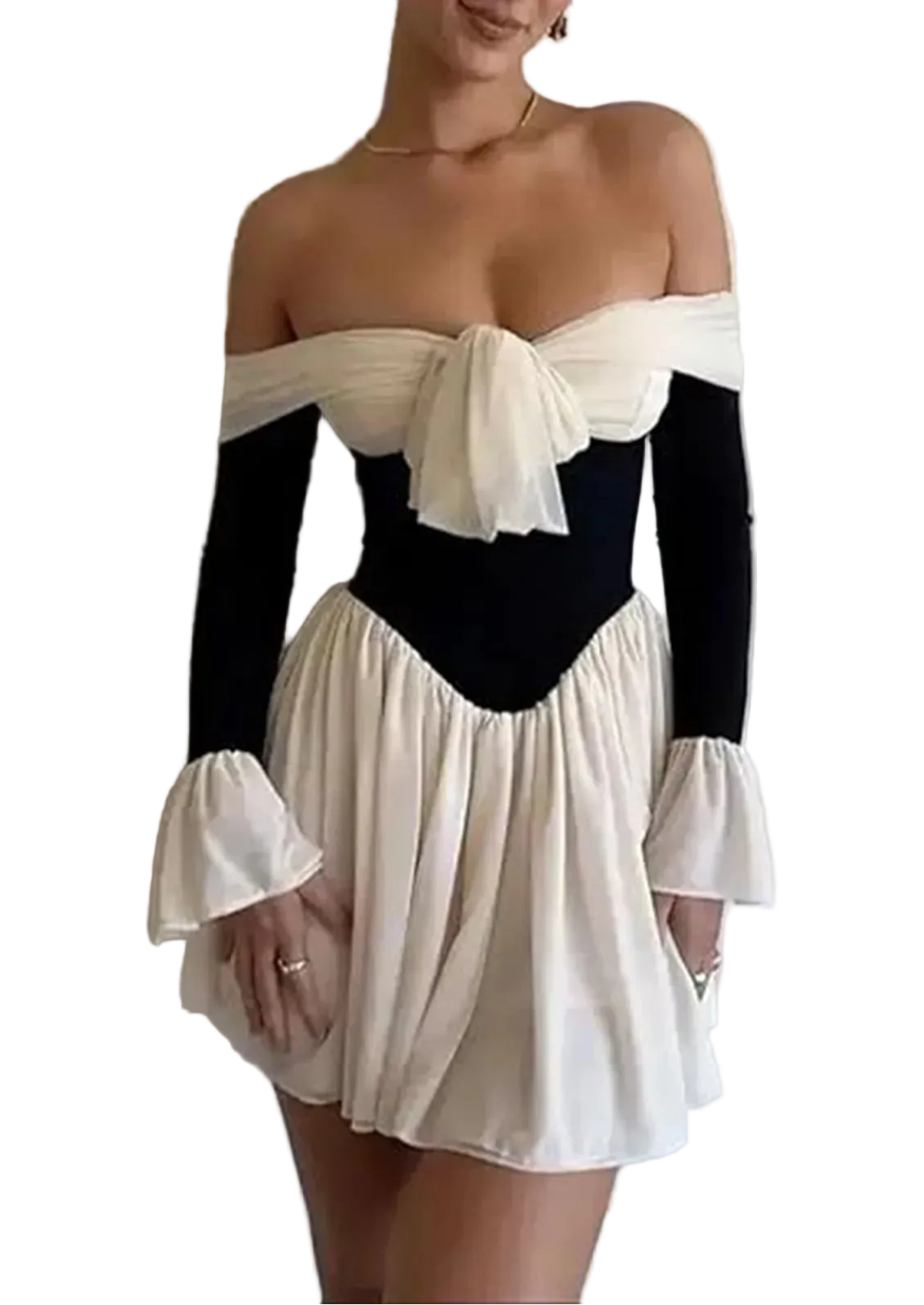 Anime-Inspired Gothic Corset Mini Dress with Dramatic Sleeve Detail