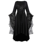 Dark Fantasy Gothic Cape Sleeve Dress with Lace Accents