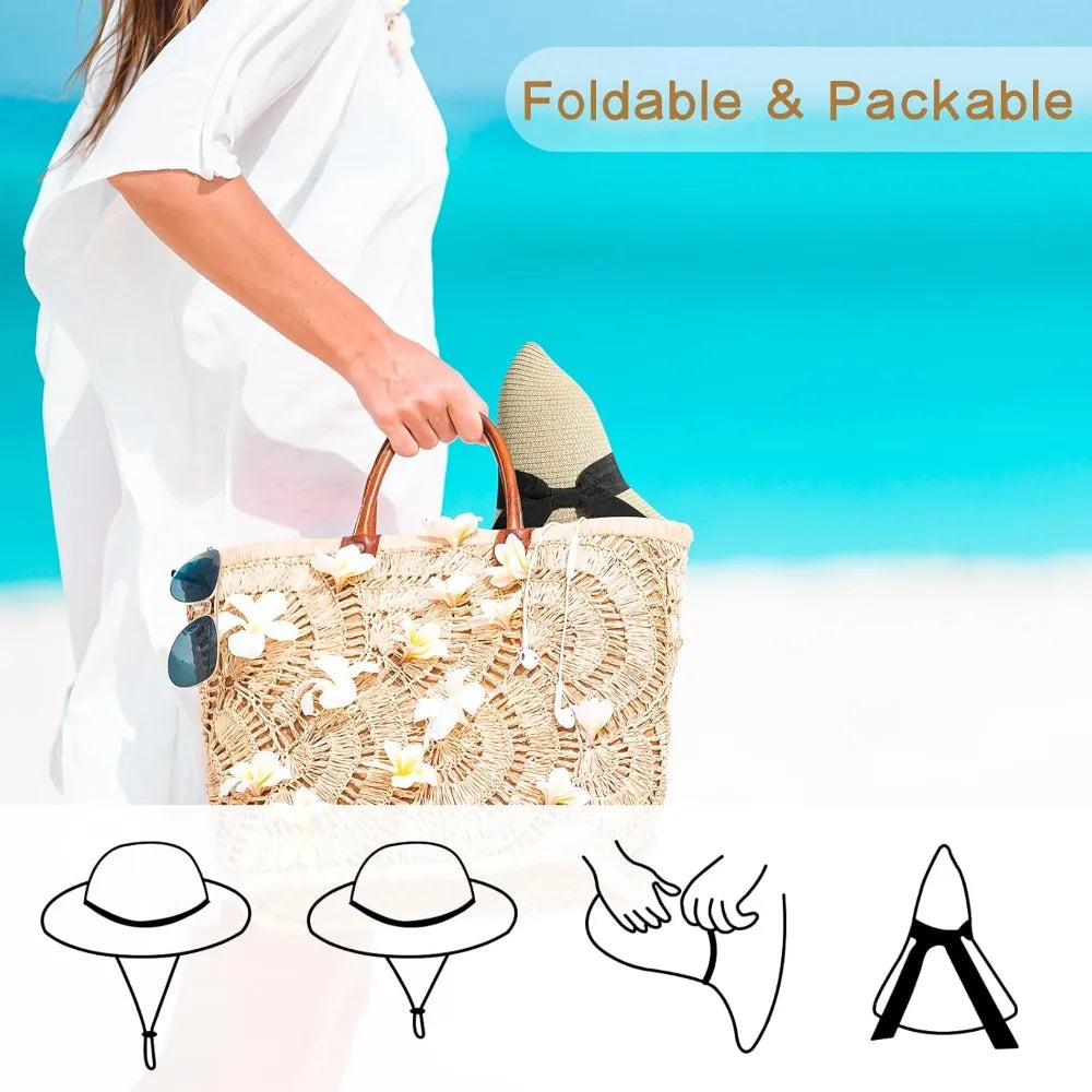 Foldable Wide Brim Linen Sun Hat with Lightweight Design for Beach Travel and Outdoor Wear