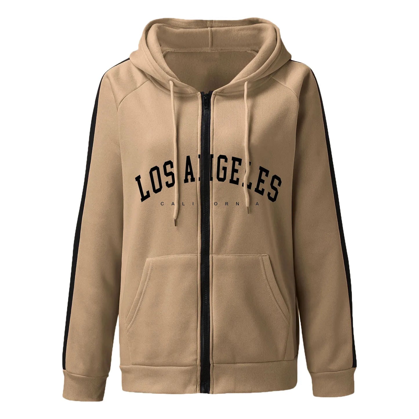 Women's Oversized Zip-Up Hoodie with Typography Graphic Relaxed Streetwear Everyday Style