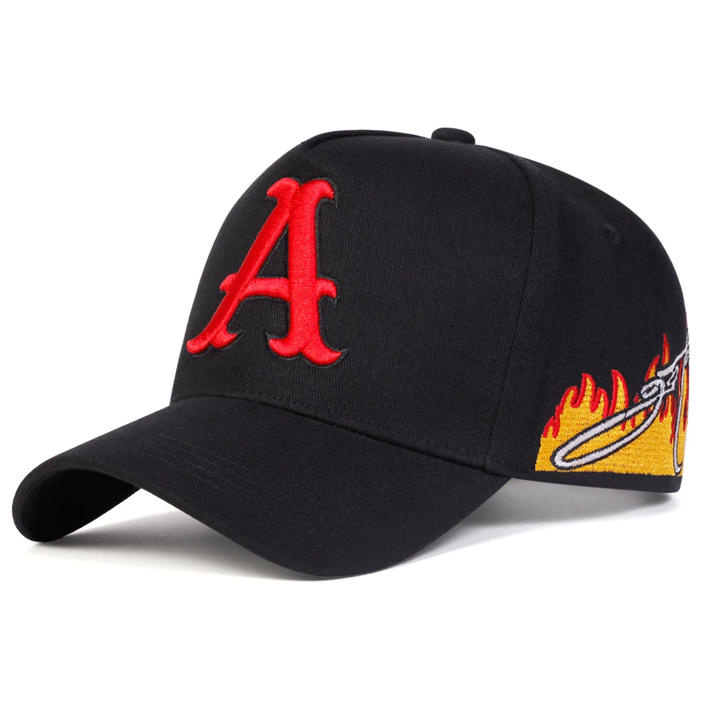 Letter Embroidered Baseball Cap with Graphic Side Detail for Casual Streetwear Everyday Style