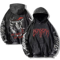 Vintage Washed Gothic Graphic Hoodie For Anime Streetwear Fashion