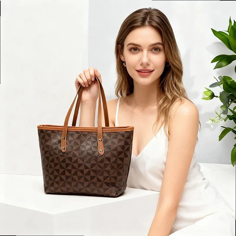 Large Capacity Soft Structured Tote Shoulder Bag with Minimal Design