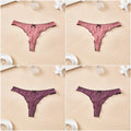 4-Piece Women’s Cotton Low-Rise Thong Panties Set with T-Back Silhouette, Decorative Bow Detail and Assorted Solid Colors