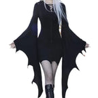 Oversized Gothic Batwing Sweater Dress with Alternative Streetwear Aesthetic