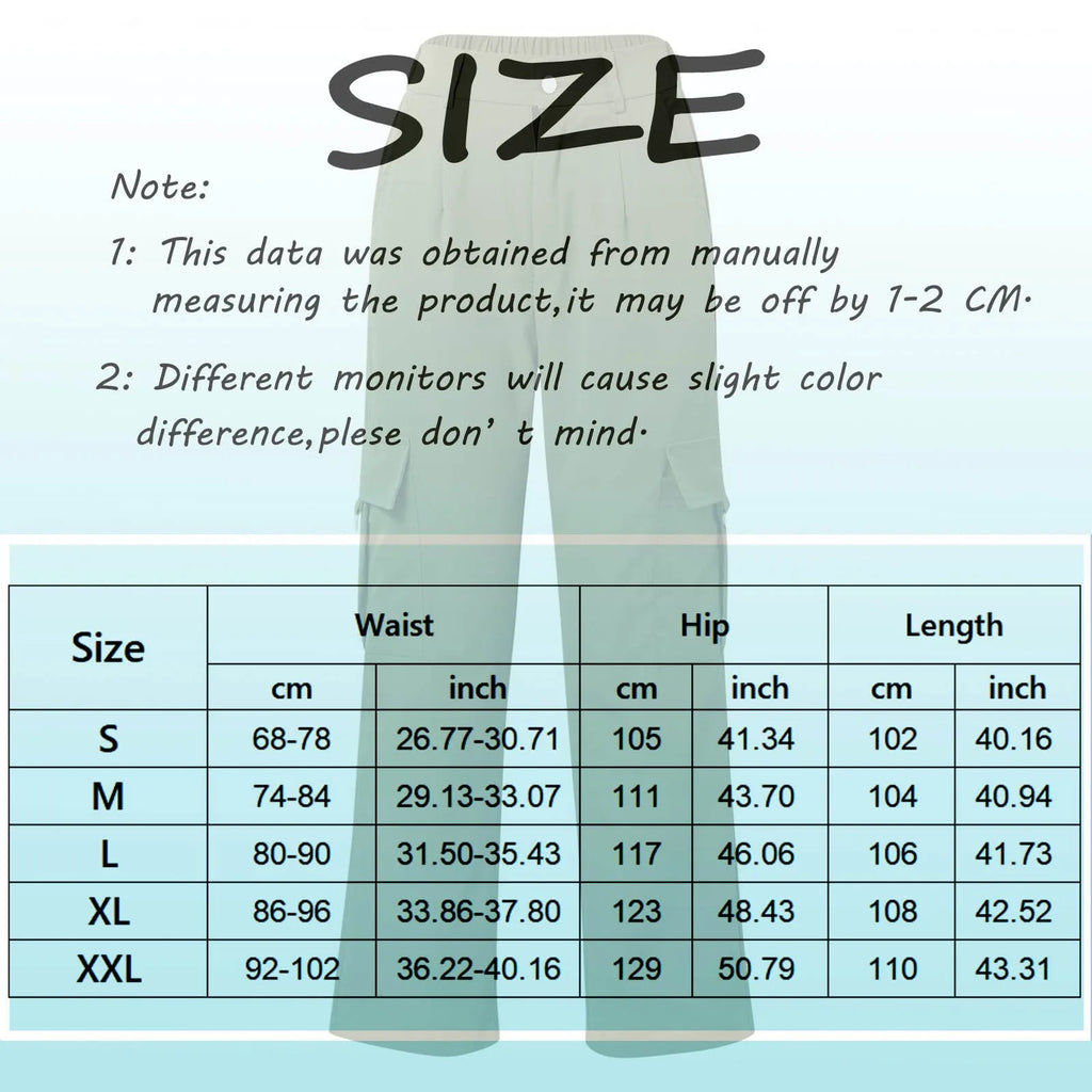 Women's High Waist Wide Leg Utility Trousers with Pocket Casual Streetwear Style