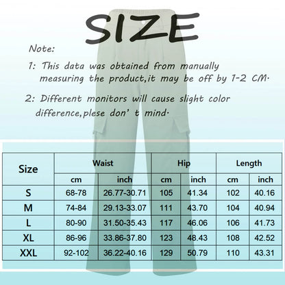 Women's High Waist Wide Leg Utility Trousers with Pocket Casual Streetwear Style