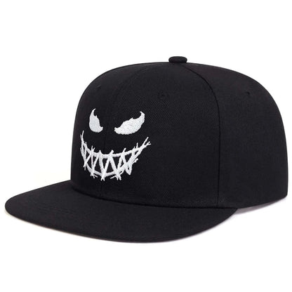 Graphic Embroidered Flat Brim Snapback Cap Adjustable Hip Hop Streetwear Fashion Hat