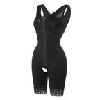 Open-Bust Mid-Thigh Bodysuit with Multi-Row Hook Closure and Lace Hem