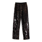 Men's Wide Leg Sequin Trousers with Relaxed Fit and Statement Streetwear Style