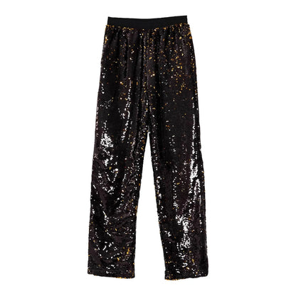Men's Wide Leg Sequin Trousers with Relaxed Fit and Statement Streetwear Style