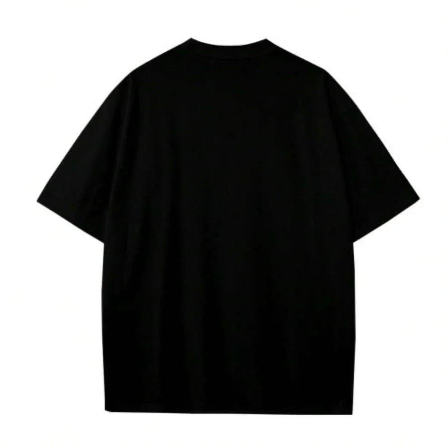 Oversized Dark Fantasy Graphic Cotton T-Shirt with Vintage Metal-Inspired Streetwear