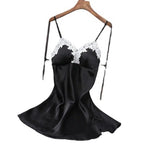 Sleek White Satin-Finish Slip Dress with Lace Appliqué and Removable Pads