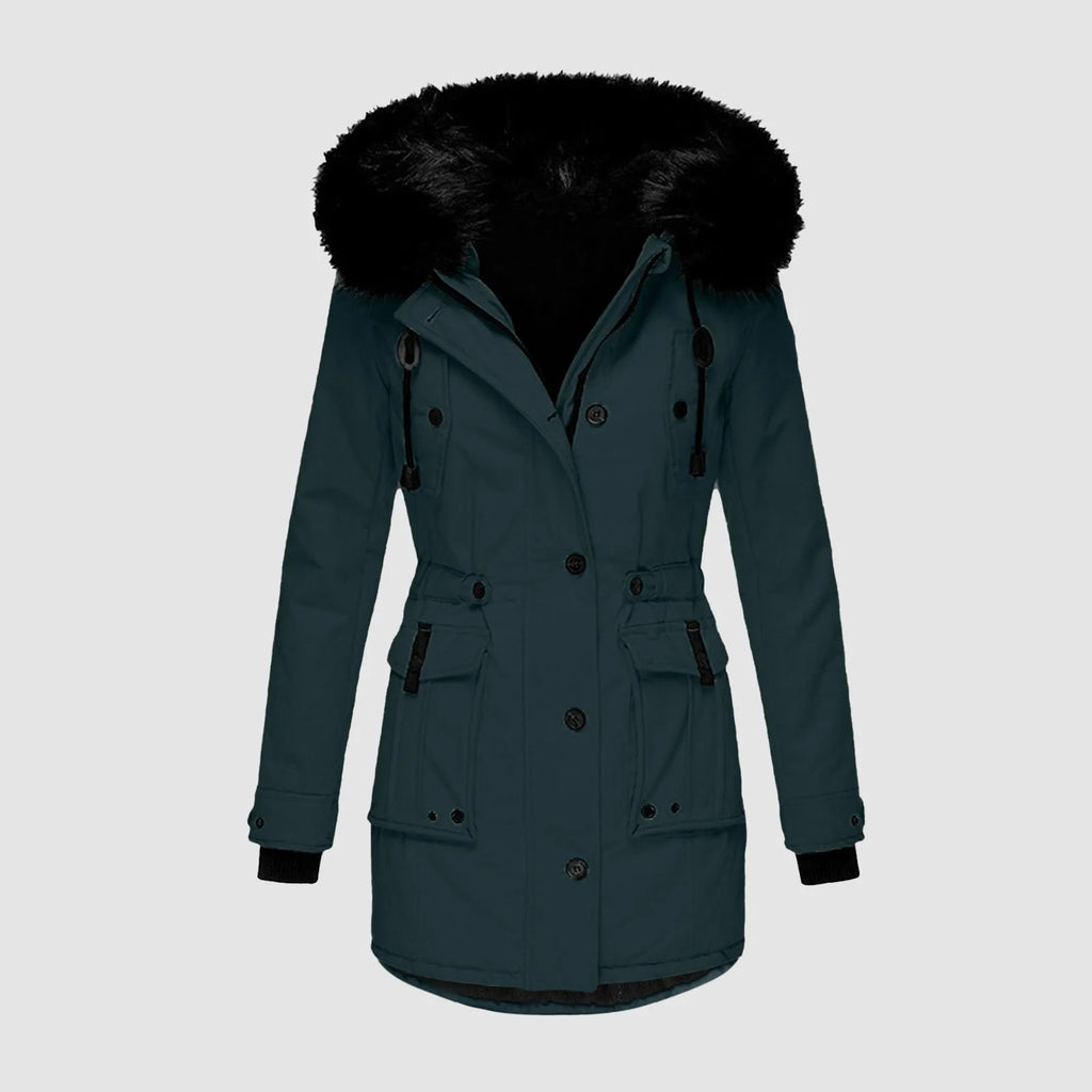 Women's Hooded Thick Padded Utility Jacket with Faux Fur Trim Everyday Winter Streetwear Coat