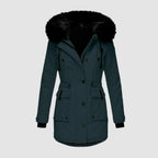 Women's Hooded Thick Padded Utility Jacket with Faux Fur Trim Everyday Winter Streetwear Coat