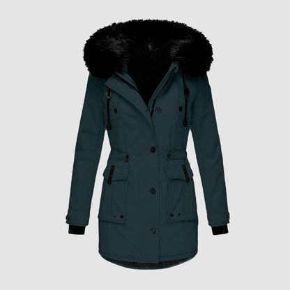 Women's Hooded Thick Padded Utility Jacket with Faux Fur Trim Everyday Winter Streetwear Coat